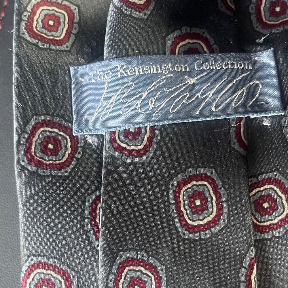 Lord & Taylor Gray Tie with Red Medallion Pattern The Kensington Collection - Picture 2 of 3